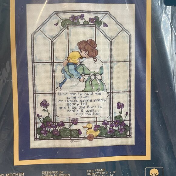 Dimensions Sunset‎ Counted Cross Stitch Kit Vtg 1985 My Mother 2977 Cotton NEW - Picture 4 of 6